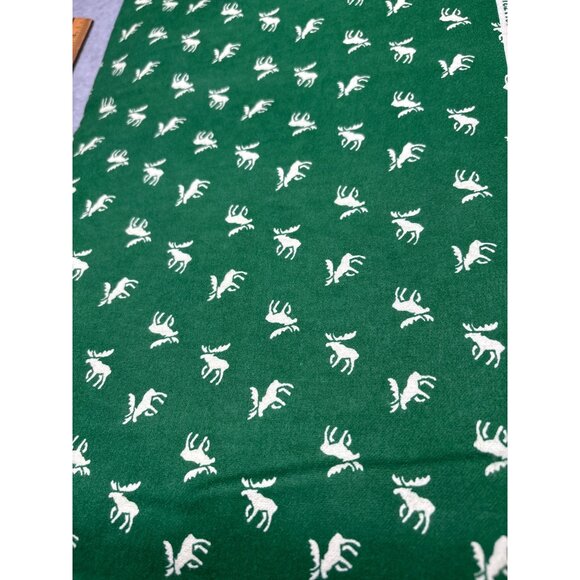 1/2 yard x 44" Green Cotton Fabric with White Moose Flannel Print by Camelot Des - Picture 4 of 6